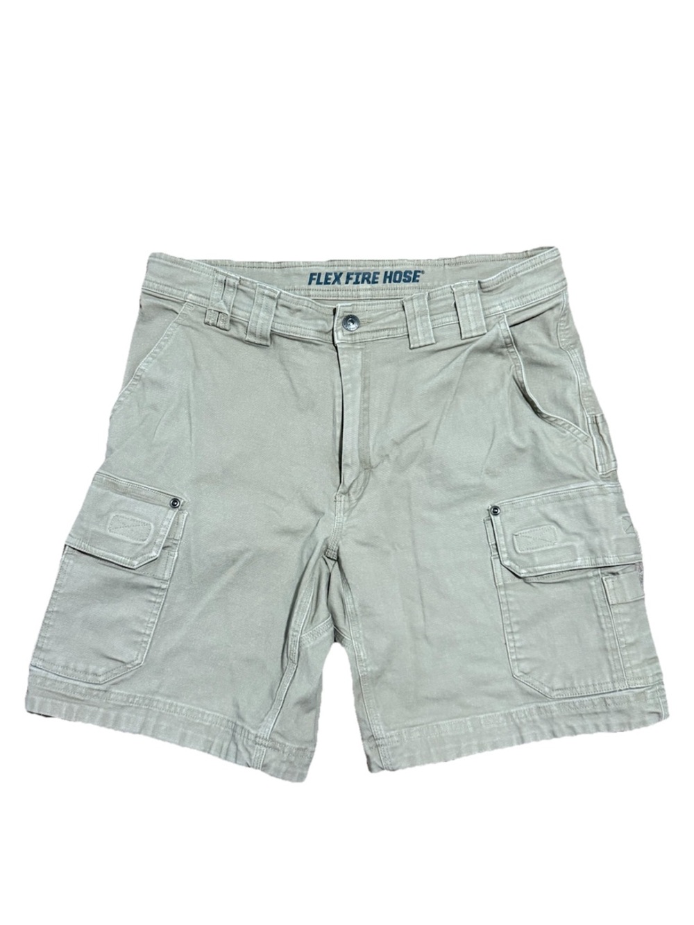 Duluth Trading Flex Ballroom Khaki Shorts Relaxed Fit Size 34 Stretch Cargo Tan